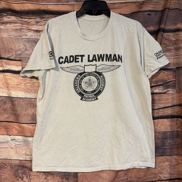 Vintage Oklahoma Highway Patrol Cadet Lawman Academy Elks Oklahoma L T-Shirt - Picture 1 of 9